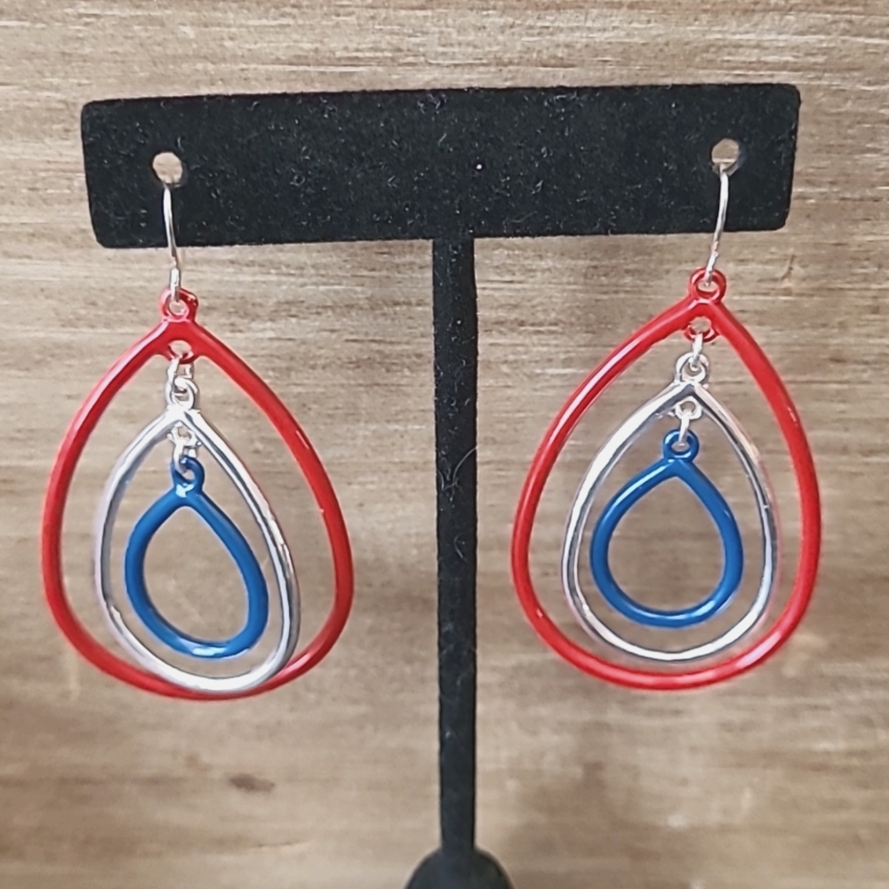 Red/Blue/Silver Earrings